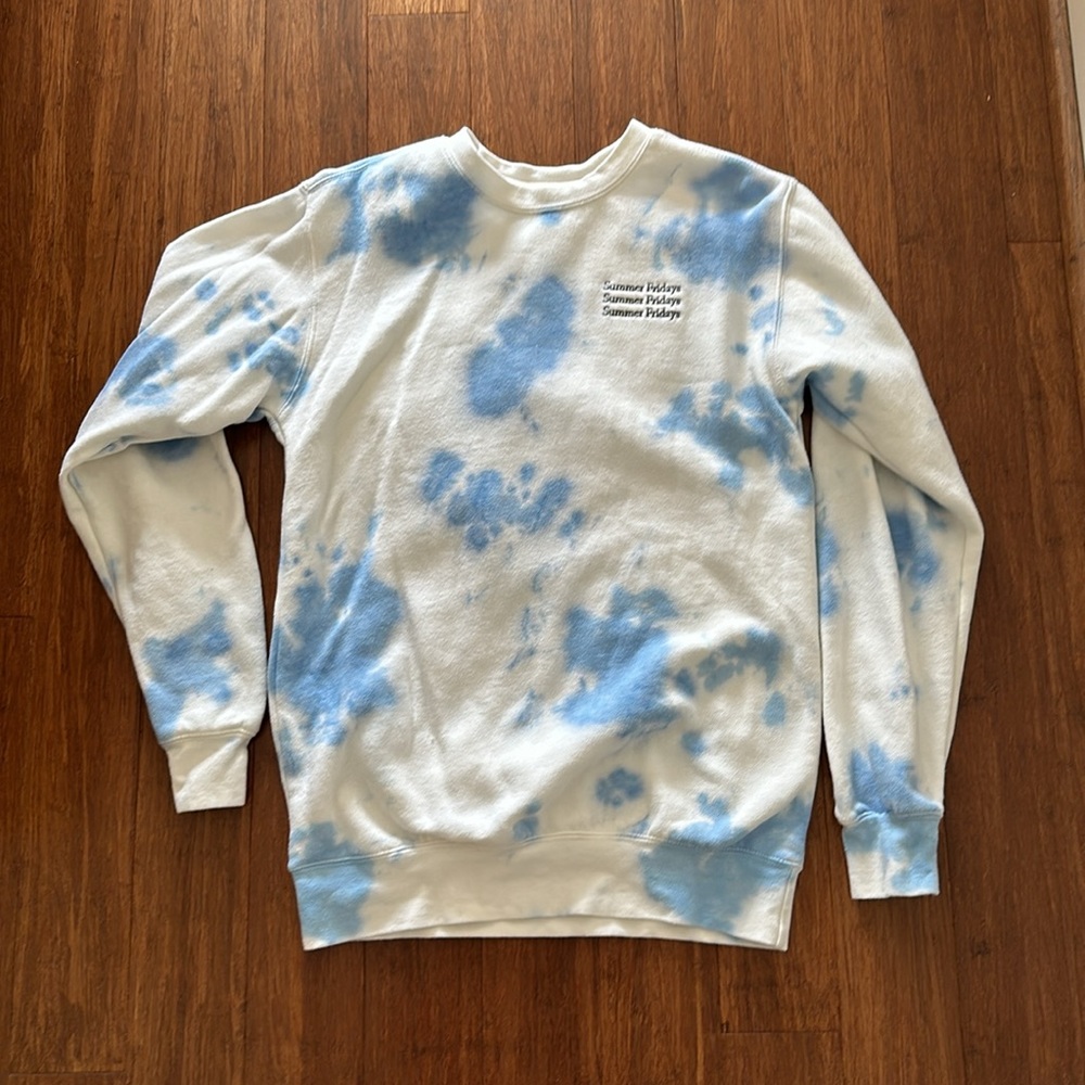 Blue and White Tie-Dye Women's Sweatshirt And Sweatpants